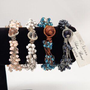 Mi' Linea Silver/Copper Braid Bracelets Set Of 4  #732